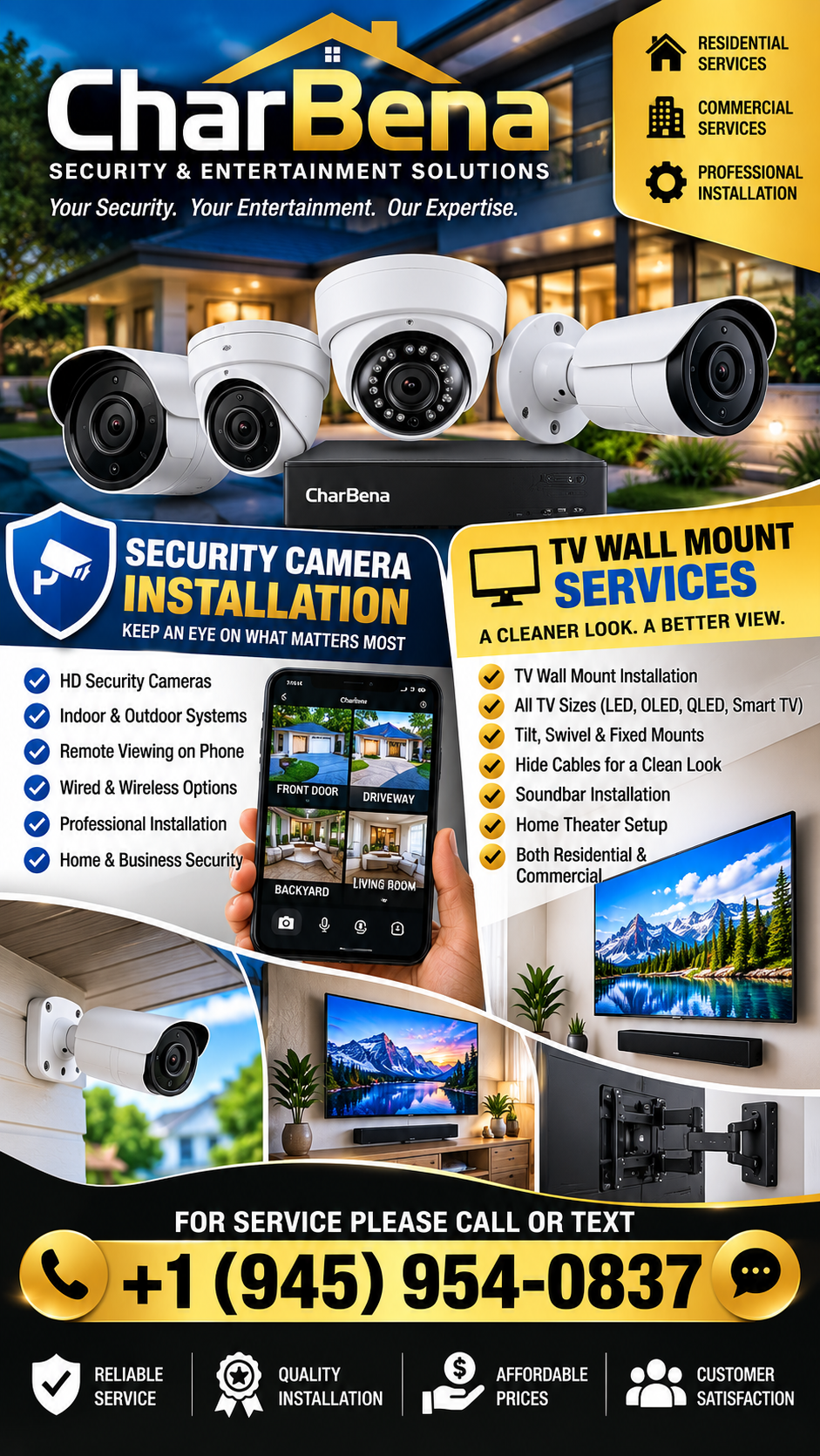 Security camera and TV wall mounting services advertisement